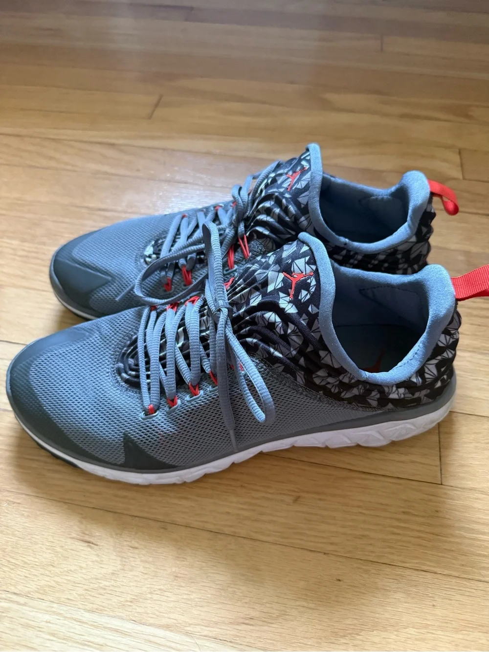 Jordan Gray and Orange Men's Low-Top Sneakers